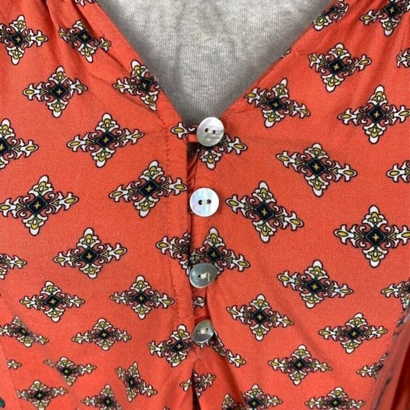 Fig and Flower Boho Peasant Blouse Mixed Prints Floral Geometric Cottagecore L - Picture 7 of 10